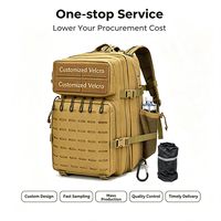 Sac à dos tactique Tan Molle Webbing 45L, multi-poches, Oxford, multifonctionnel, crochet personnalisé, imperméable, OEM/ODM