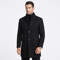 Manteau en laine mi-longue décontracté pour homme, veste d'extérieur épaisse et respirante pour homme