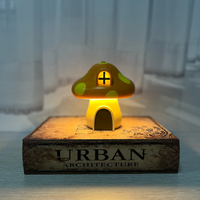 Lampe LED sculpturale sans fil personnalisable en forme de maison champignon en résine, à commande tactile, intensité variable, lumière d'ambiance, marque privée