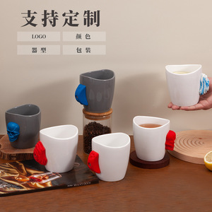 Taza de cerámica Chaozhou con asa de calavera, taza de café de color azul, rojo y naranja para el hogar, regalo, taza individual resistente a altas temperaturas - Product Image 4