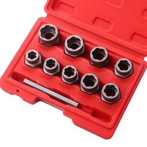 10 Pc Nut Extractor Set 1/2 In Drive Impact Socket Kit Red Case Auto Repair Tool - Product Image 3