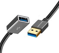Câble d'extension USB 3.0 CableCreation 2M 5 Gbps, coque en aluminium gris sidéral, USB A mâle vers femelle, pour ordinateur portable, VR, disque dur