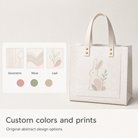 Sac fourre-tout personnalisé en feutre non tissé écologique avec lapin mignon, patch 3D, poignée en PU, sac cadeau réutilisable, logo couleur personnalisé, OEM