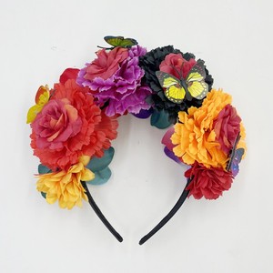Nueva Diadema Mexicana con Flores Artificiales y Mariposas <span class=keywords><strong>para</strong></span> Fiesta de Disfraces, Venta al por Mayor - Product Image 2