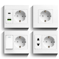 Prise murale USB Type-C, norme européenne, coréenne, espagnole, irlandaise, IP44, matériau ignifuge industriel, 10A, 220V, 1 port USB-A, 1 port USB-C