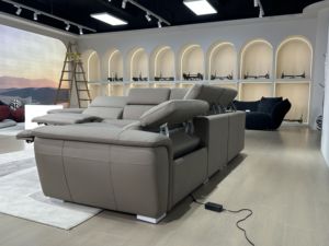 Maßgefertigtes Premium-Leder Elektrisch Verstellbares Modulares Funktionales Komfortables Eck-Schiebe-L-förmiges Relaxsofa-Set - Product Image 2