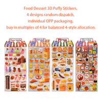 Autocollants 3D en mousse imperméables, motif dessin animé, pour loisirs créatifs, autocollants gonflés réutilisables pour scrapbooking, Kawaii, thème alimentaire, dessert, hamburger, autocollant bulle