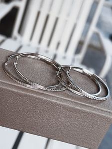 Xinfly 18k White Gold Genuine Natural Diamond Round Iced Out <b>Hoop</b> <b>Earrings</b> - Product Image 6