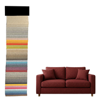 Tissu d'ameublement léger en polyester 100 % aspect lin, respirant, enduit PA, teint en fil, certifié OEKO-TEX, faible MOQ, en stock, pas cher
