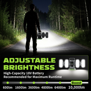Lámpara de Trabajo LED Inalámbrica, 5 LED, Batería de 4 Ah, 4 Paneles Plegables, Portátil, 10000 lm, para Reparación de Automóviles, Garaje, Taller - Product Image 6
