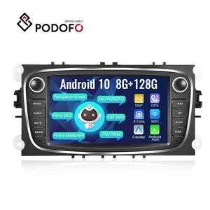 Podofo 8 + 128GB车载收音机8核7 ''QLED触摸屏AI语音汽车播放Android自动DSP Hi-Res GPS WIFI 4G BT For Ford Focus