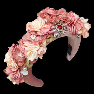 عصابة رأس جديدة حلوة للفتيات الصغيرات مخصصة بزهور وردية، إكسسوارات شعر للأطفال، زينة رأس يدوية الصنع - Product Image 4