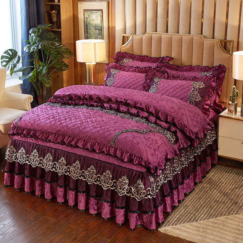Роскошное бархатное стеганое одеяло в американском стиле со стразами, покрывало с застежкой-молнией, двойная постельная юбка, комплект с вышивкой, постельное белье