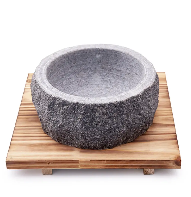 Pot en pierre de granit bon marché, bol de cuisine coréenne, ustensiles de cuisine en pierre à aiguiser