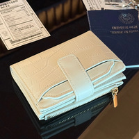 Dompet Pendek Bertekstur Kerikil Gaya Korea Tempat Kartu Multifungsi Desain Minimalis Unik Dapat Dilipat Banyak Slot Kartu PU
