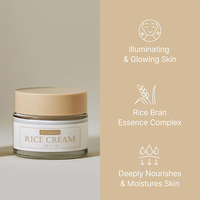 Crème Visage Hydratante Anti-rides à l'Extrait de Son de Riz Formule Végane, Collagène Bio, Glycérine, Rétinol, Sans Sulfate