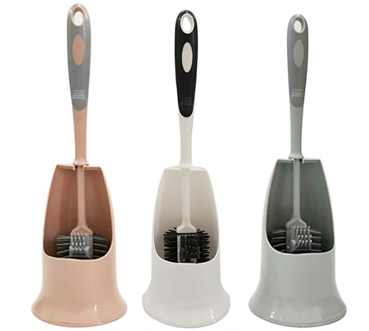 Лидер продаж, аксессуары для ванной комнаты, двусторонние силиконовые щетки для чистки туалета с пластиковой ручкой