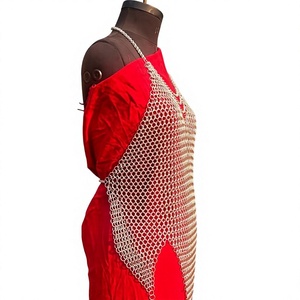 Chaleco de malla de acero inoxidable plateado, diseño irregular, armadura de moda, ropa de metal soldado - Product Image 4