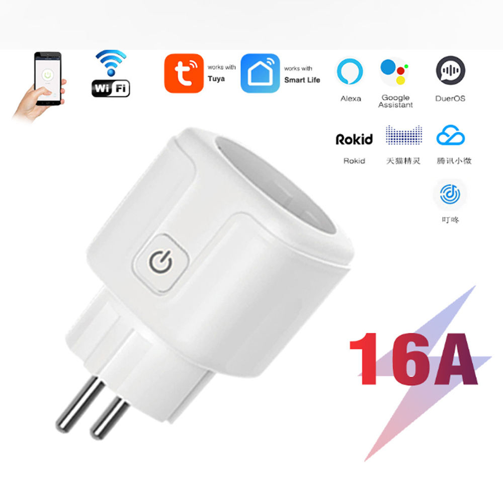 HONPNK Tuya ZigBee 3.0 EU France 16A Customized Voice Control Timer Socket Energy Monitor CE Certified TFT Smart Power Plug