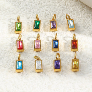 Kalung Liontin Batu Kelahiran 12 Zodiak DIY Baru 2025, Lapisan Emas 18K PVD, Liontin Zirkon Warna-warni, Gaya Trendi untuk Pembuatan Perhiasan - Product Image 1