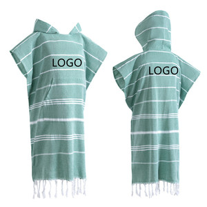 Venta al por mayor de <span class=keywords><strong>Bata</strong></span> de <span class=keywords><strong>playa</strong></span> con capucha y logotipo personalizado 100% algodón poncho de surf turco toalla <span class=keywords><strong>para</strong></span> adultos y niños patrón de rayas <span class=keywords><strong>para</strong></span> nadar - Product Image 2