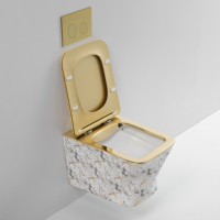 WC mural de luxe en céramique couleur or, cuvette à chasse directe, sanitaires suspendus au mur