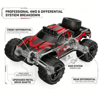 Camion RC AiJH Performance 1:10 4x4, vitesse maximale 45 km/h, tout-terrain, puissant, prêt à rouler, modèle de camion RC pour adultes