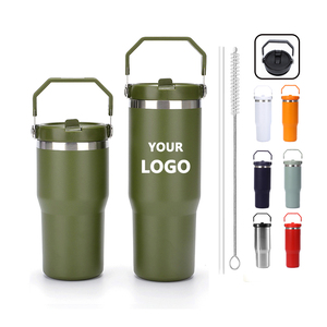 Hot Sale 20&amp;30Oz Sports Stainless Steel Vacuum Tumblers 30Oz Travel Coffee <strong>Mug</strong> with Flip Straw Handle Vasos <strong>Termicos</strong> - Product Image 1