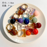 Neue Bunte Candy Bean Harz Halbkugel-Patches Runde Kugel-Ringe Makronen-Farbige Quadratische Ringe Geschenk