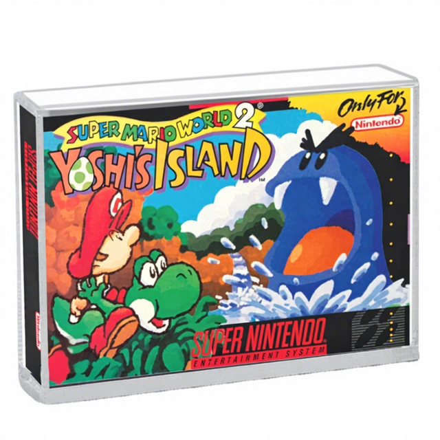 RAY YI Clear Compatible Nintendo SNES/N64 Game Acrylic Display Case for SNES Games and N64 Game Box Protector