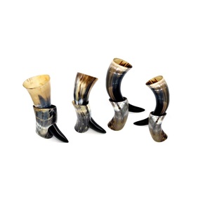 Viking Valknut Drinking Horn with Stand Royal <b>Cup</b> <b>Set</b> Genuine Handcrafted Drinking Tankard Viking Horn for Mead Ale And Beer - Product Image 1
