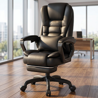 Chaise de bureau ergonomique à dossier haut pivotante en cuir, réglable en hauteur, moderne, pour salon, bureau à domicile, base en acier, pivotante