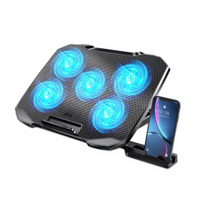 15.6 Inch Laptop Cooling Pad 5 LED Cooling Fans Laptop Cooler Stand with 2.0 USB Port