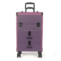 Trolley de maquillage multifonctionnel en aluminium à plusieurs niveaux, valise de maquillage pour maquilleur professionnel