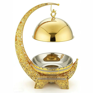 Scaldavivande di Lusso a Forma di Luna Dorata da 8L per Ristoranti e Hotel, Set Buffet con Coperchio Sospeso per Catering - Product Image 2