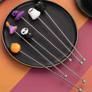 Sombrero de bruja con cara de calavera de acero inoxidable, decoración divertida de Halloween para Bar y hogar, accesorios de mezcla de café de Metal - Product Image 1