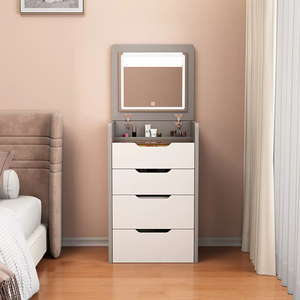 Toeletta Moderna Illuminata Multifunzionale con Specchio a Ribalta e Armadietto Contenitore per Camera da Letto e Uso Ospedaliero - Product Image 3