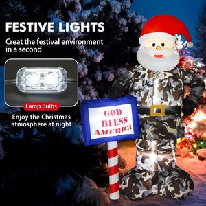7FT LED ışıkları noel şişme Santa baba kamuflaj asker ordu parti süslemeleri şişme noel dekorasyon için - Product Image 4