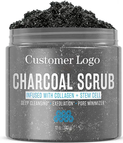 Vente chaude en gros savon noir naturel de haute qualité exfoliant curcuma charbon de bambou gommage visage et corps