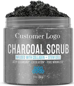 Hot Selling Wholesale High Quality Natural Black Soap Exfoliating Turmeric Bamboo Charcoal Face And Body Scrub