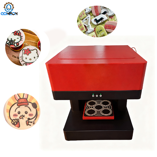 QDMECH High Quality 3D Coffee Printer 4 Cups Coffee Printing Machine Edible Ink Food Printer for Sale