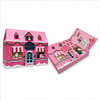 Emballage de calendrier de l'avent personnalisé de luxe pour chocolats et bonbons, design maison de Noël, couleur rose, compte à rebours de 24 jours