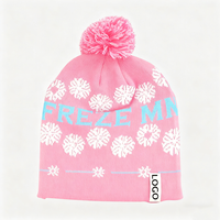 Personnalisé Propre Marque Logo Équipe Club Jacquard Pom Pom Bonnets Chapeau De Hockey En Plein Air Football Tricoté Chapeau D'hiver