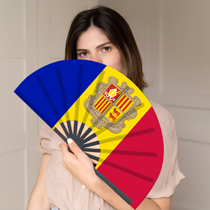 Éventails pliants en bambou avec drapeau d'<span class=keywords><strong>Andorre</strong></span> en gros, éventail à main pour carnaval, mariage, festival, fête, agence de voyage - Product Image 3