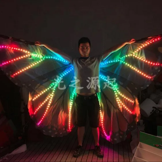 Lichtgevende fee Vlinder led isis wings Sticks Mode Buikdans 360 Graden LED Flash Verlichting Vleugels Opening Split Vleugels