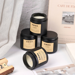 Bougies parfumées en verre <span class=keywords><strong>noir</strong></span> de luxe avec couvercles en métal de marque privée <span class=keywords><strong>et</strong></span> cire de soja pour la maison, aromathérapie <span class=keywords><strong>et</strong></span> cadeaux Vente en gros - Product Image 4