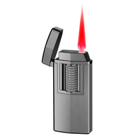 DEBANG Briquet coupe-vent en alliage de zinc de haute qualité avec fenêtre de niveau de gaz visible, rechargeable au gaz, flamme réglable, vente en gros