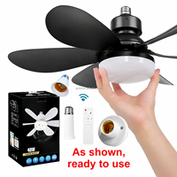 Ventilateur de plafond LED avec lumière, douille E27, télécommande, variateur d'intensité, 3 couleurs, petit ventilateur de plafond pour chambre à coucher, maison
