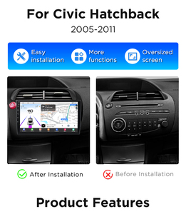 Junsun-Radio de coche Android con chip Qualcomm para <span class=keywords><strong>Honda</strong></span> Civic Hatchback 2005-2011 Apple CarPlay estéreo 360 Cámara 1,8 Ghz - Product Image 2