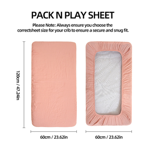 Sábana Ajustable de Cuna Impermeable de Algodón Puro Crepé Premium para Todas las Estaciones, Funda de Colchón de Muselina para Bebé, Varios Colores - Product Image 1